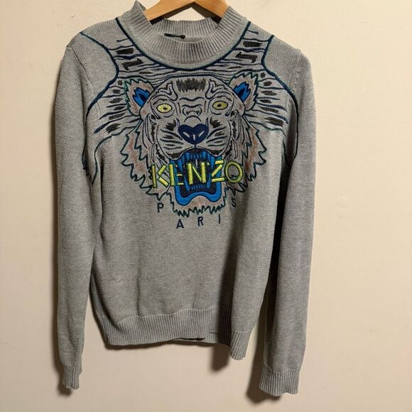 KENZO Tiger Sweater Gray Graphic- Size Small - Picture 1 of 7